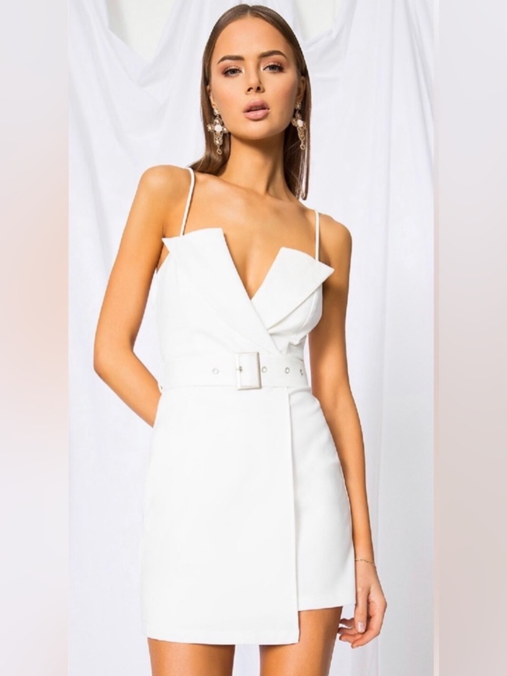 White Spaghetti-Strap A-Line Dress by